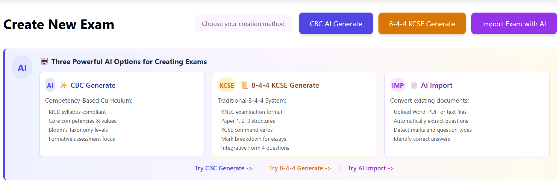 Exam generation